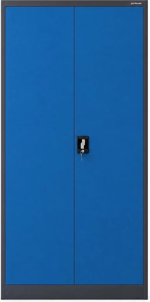 Dwudrzwiowa szafa aktowa z sejfem Tomasz, 90x45x185 cm, antracyt/niebieski