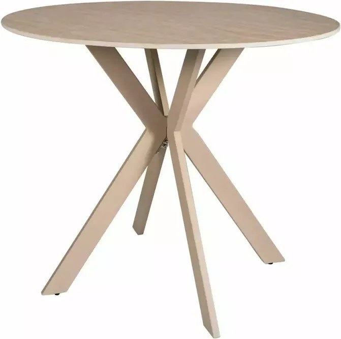 Okrągły stół jadalniany TALIA 90 cm z ceramicznym blatem z trawertynu, beżowy