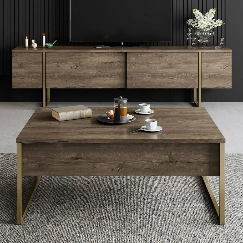 Stolik konferencyjny Luxe Walnut and Gold