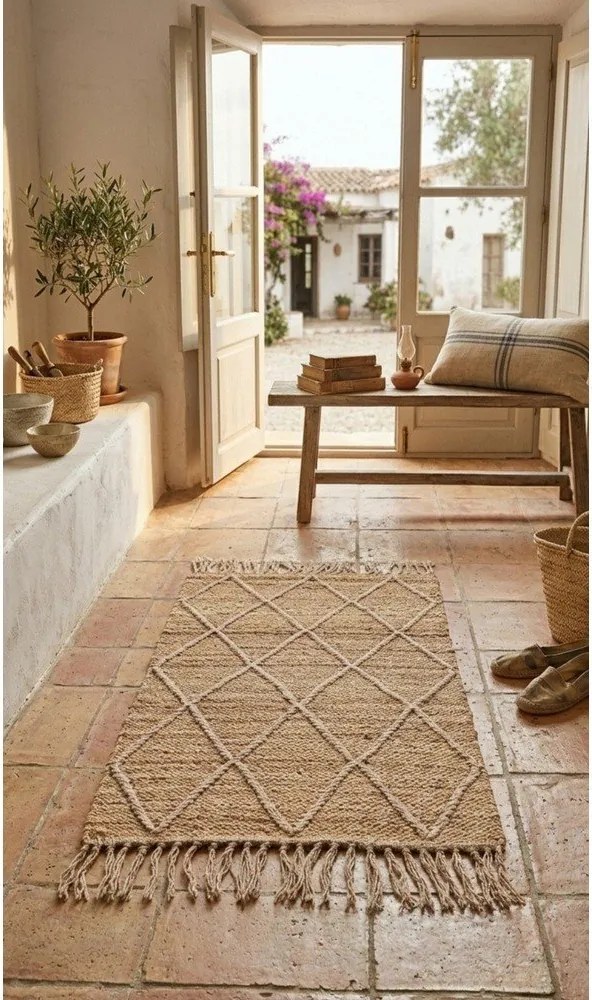 Dywan z juty tkany ręcznie w naturalnym kolorze 60x90 cm Shaila – Bizzotto