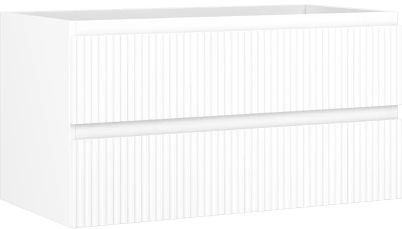 Mexen Rivel szafka łazienkowa podumywalkowa 90 cm, 2 szuflady, ryflowana , biała mat - 91A20-09047-2-BFF01