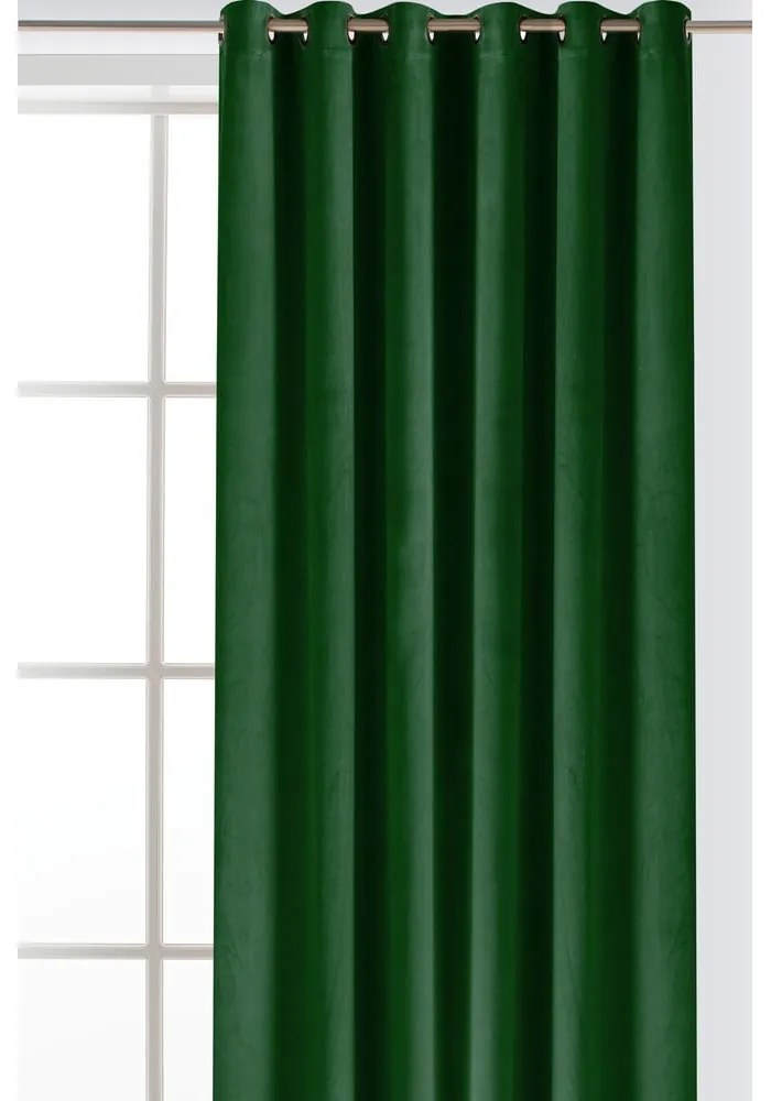 Zielona aksamitna zasłona częściowo zaciemniająca (dimout) 140x250 cm Velto – Filumi