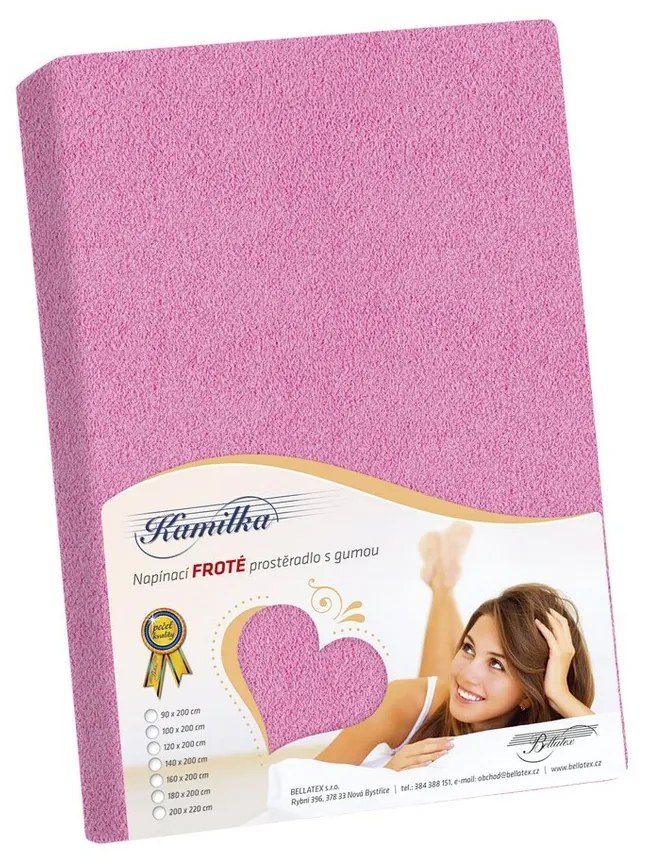 Prześcieradło frotte Kamilka różowy, 120 x 200 cm