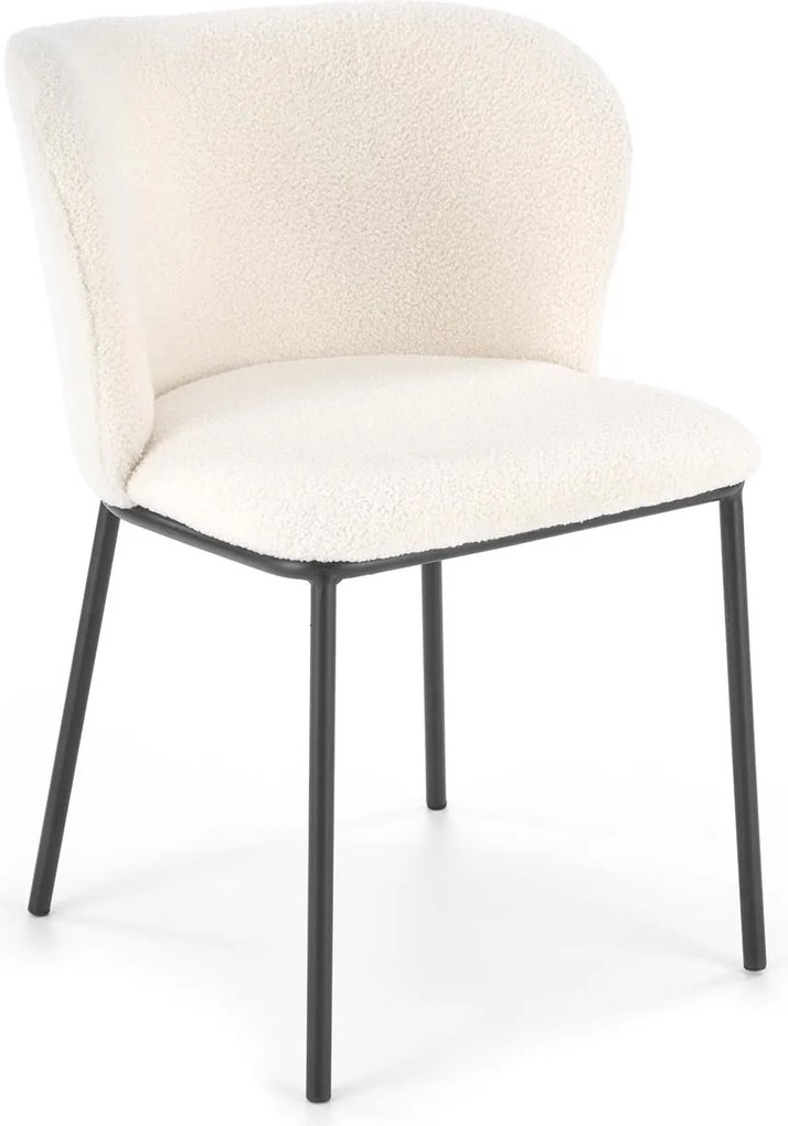 Kremowe krzesło do jadalni K518 z tkaniny bouclé