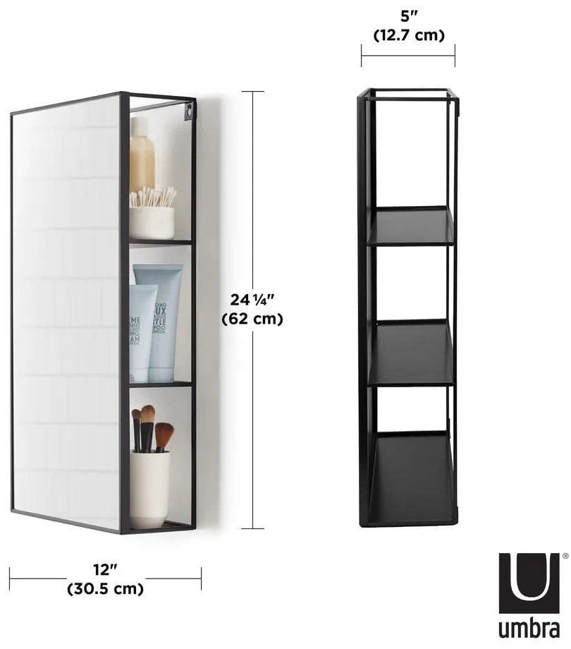 Lustro ścienne z półką 30x62 cm Cubiko – Umbra