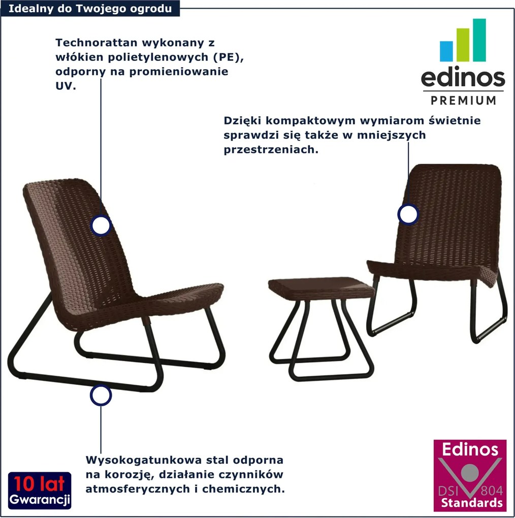 Brązowy technorattanowy zestaw mebli na balkon R1-K98