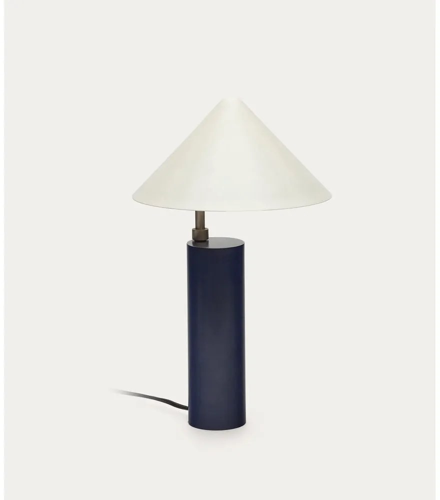 Ciemnoniebieska lampa stołowa z metalowym kloszem (wysokość 42 cm) Shiva – Kave Home