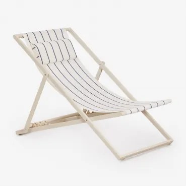 Składana Hamakowa Huśtawka Stalowa Z Poduszką Jensy Kremowa Tapioca - Dark Blue - Sklum