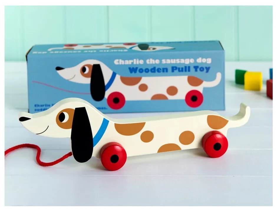 Drewniany jamnik na sznurku Rex London Charlie The Sausage Dog, dł. 31,5 cm