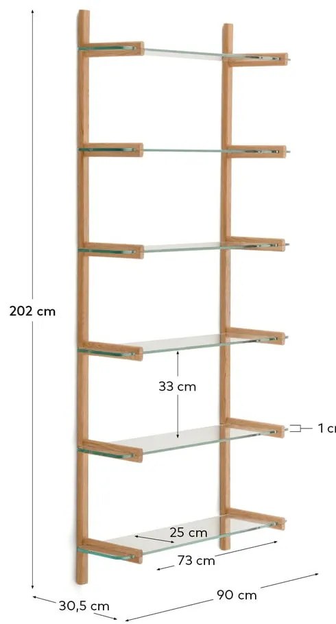 Szklany modułowy system półek w naturalnym kolorze 90x202x30,5 cm Sitra – Kave Home