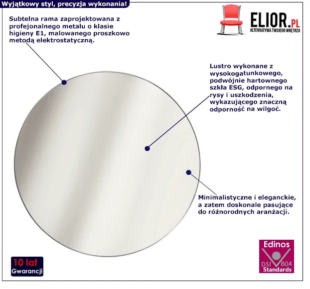 Okrągłe Lustro Srebrne W1-L11