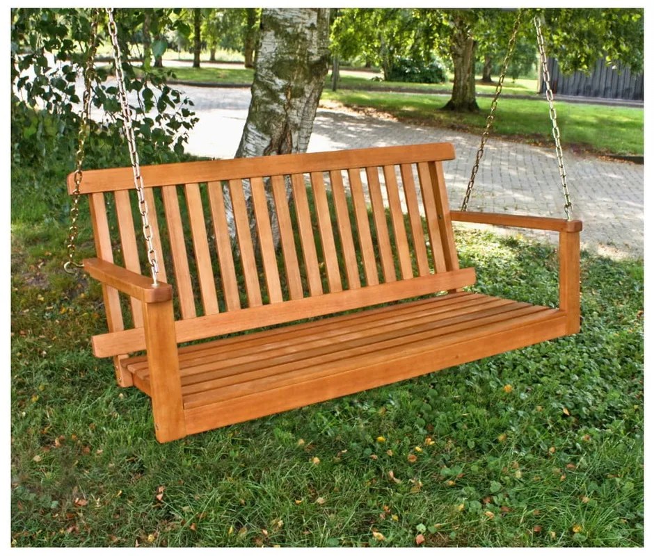 Wisząca ławka ogrodowa z drewna eukaliptusowego Garden Pleasure Columbia