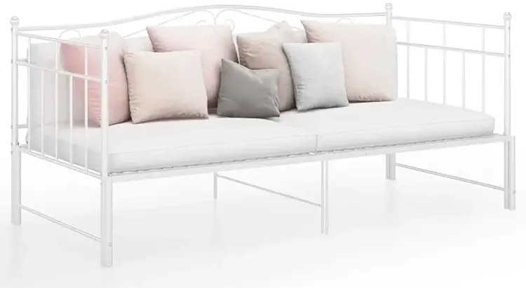 Białe metalowe łóżko rozkładane 90x200 cm - Delkis