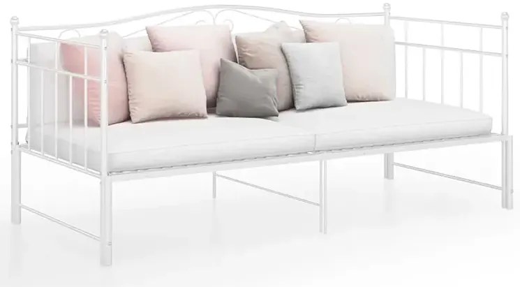 Białe metalowe łóżko rozkładane 90x200 cm E2-R72