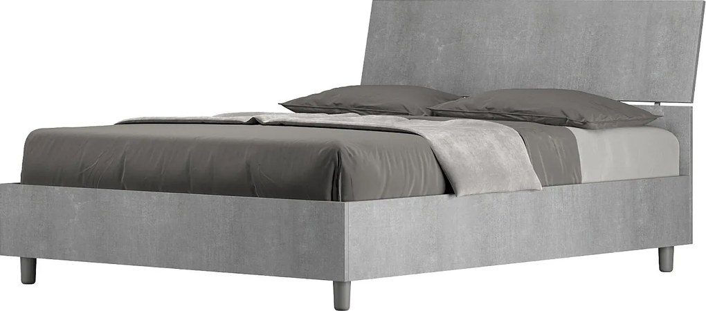 Łóżko bez stelaża 140x200 Nachylony zagłówek cementu Demas