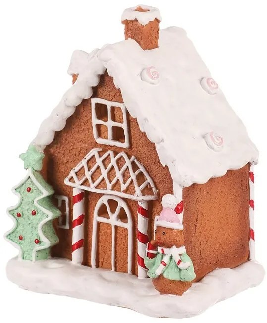 Dekoracja świąteczna Domek piernikowy zdobiony, poliresin, LED