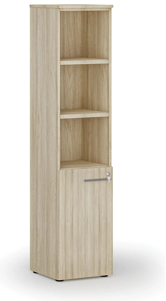 Szafa biurowa kombinowana PRIMO WOOD, drzwi na 2 poziomach, 400 x 420 x 1781 mm, dąb naturalny