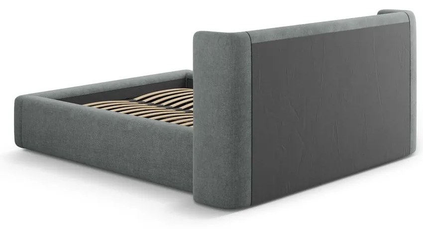 Ciemnoszare tapicerowane łóżko dwuosobowe ze schowkiem ze stelażem 140x200 cm Jason – Windsor &amp; Co Sofas