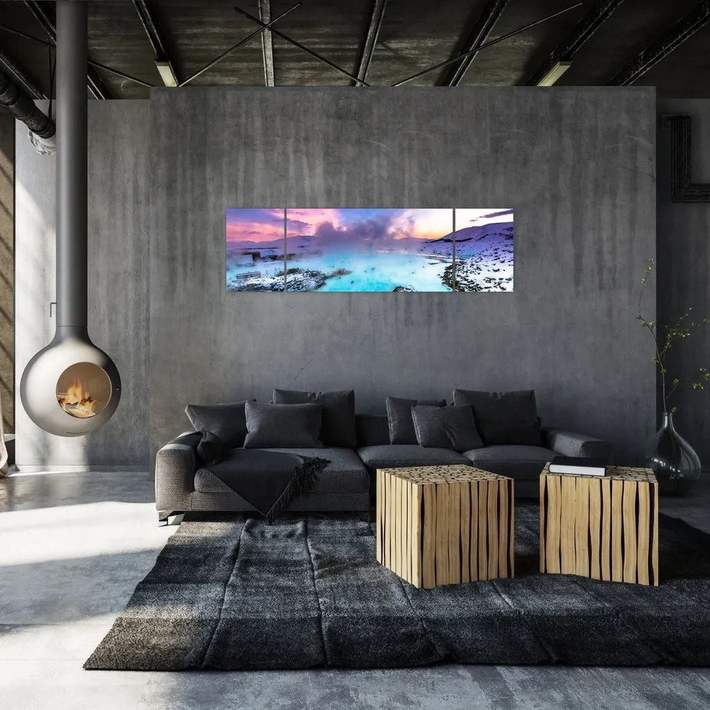 Obraz - Błękitna laguna na Islandii (170x50 cm)