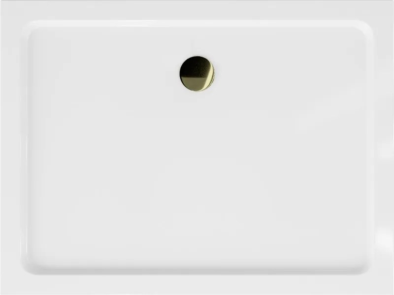 Mexen Flat brodzik prostokątny slim 110 x 80 cm, biały, syfon złoty - 40108011G