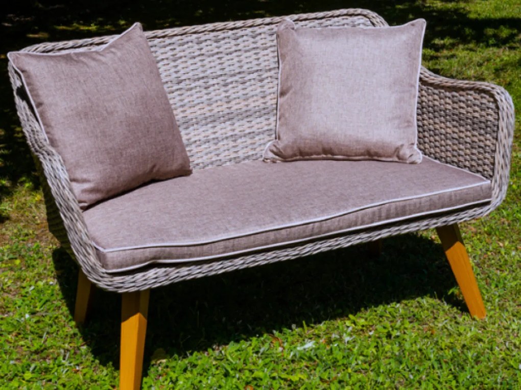 Dwuosobowa sofa ogrodowa z technorattanu LARGO szary niejednolity