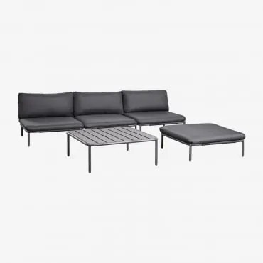 Modułowa Sofa Ogrodowa 3-częściowa, Pufa I Stolik Kawowy Roubly Grafitowa Szarość - Sklum