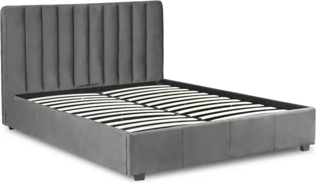 Łóżko Tapicerowane 140x200 cm ze Stelażem Dwuosobowe MARI Welurowe Szare
