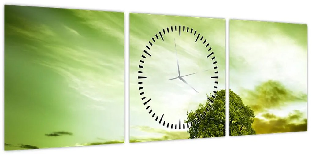 Obraz - Drzewo życia (z zegarem) (90x30 cm)