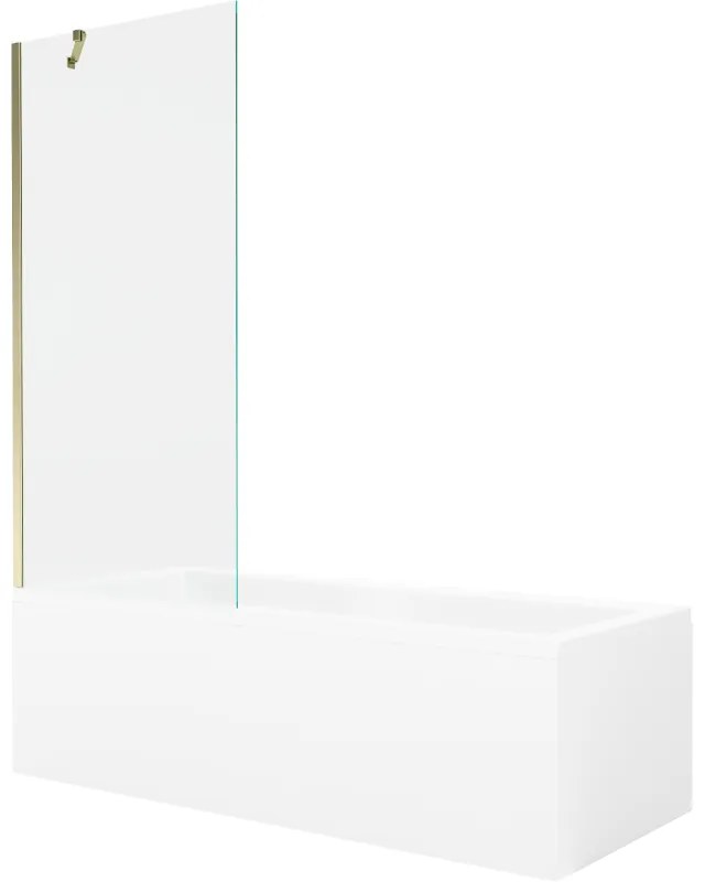 Mexen Cubik wanna prostokątna 170 x 70 cm z obudową i parawanem 1-skrzydłowym 80 cm, transparent, złoty - 550317070X9508000050