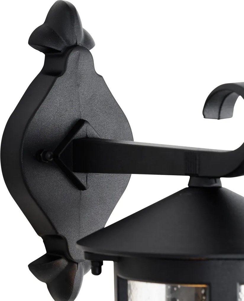 Klasyczna zewnętrzna lampa ścienna czarna IP44 - Herb