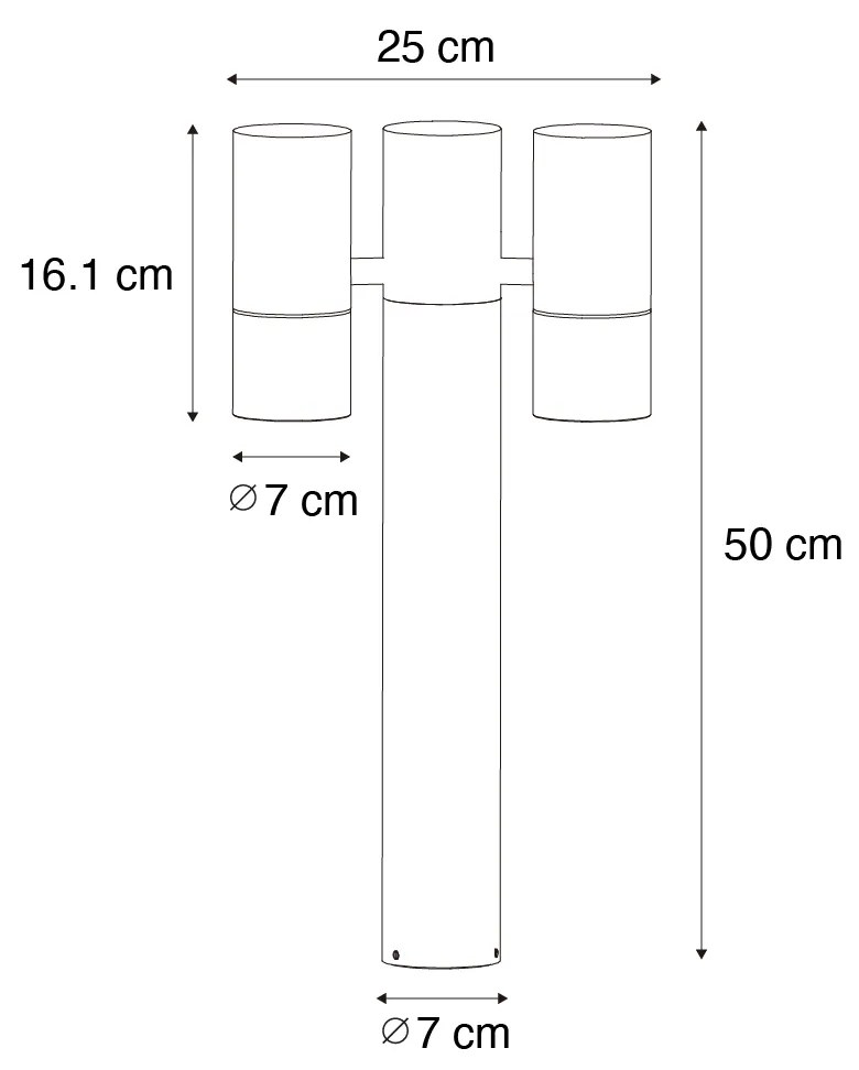 Zewnetrzna Stojąca lampa ogrodowa czarna 50 cm 2-światłowa regulowana - Duo Nowoczesny Oswietlenie zewnetrzne