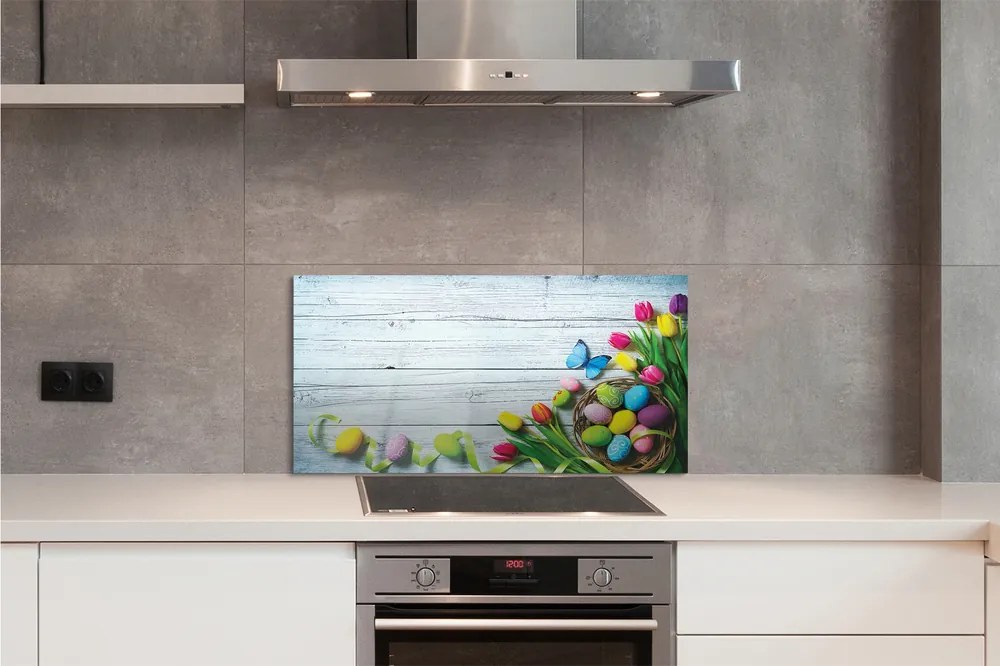 Szkło do Kuchni na Ścianę Wiosenne Jajka z Motylem