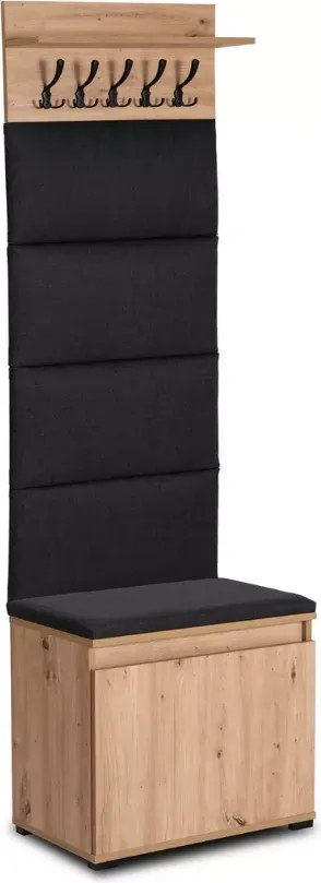 Wieszak do przedpokoju z siedziskiem Nivotis 60 cm szafka na buty panel dąb artisan loft