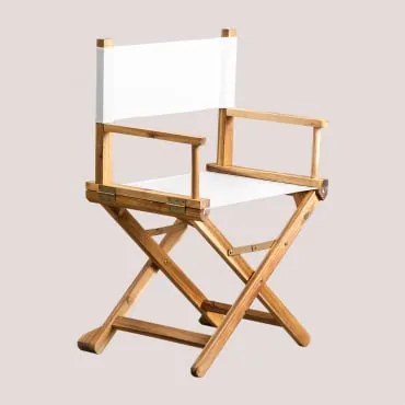 Składane Krzesło Reżyserskie Ogrodowe Z Drewna Akacjowego Ridley Distressed White - Sklum