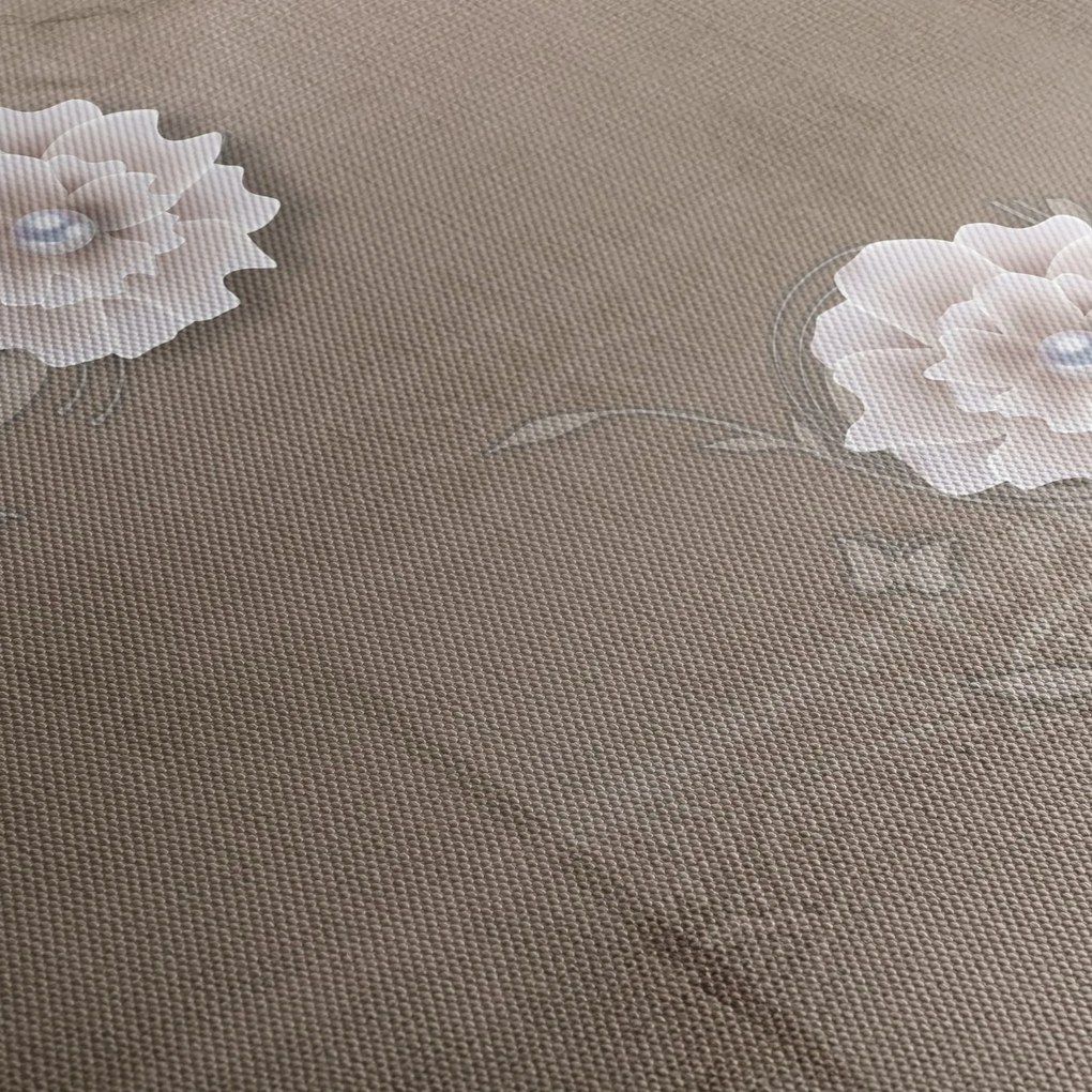 Obraz - Draperie z kwiatami (z zegarem) (90x30 cm)