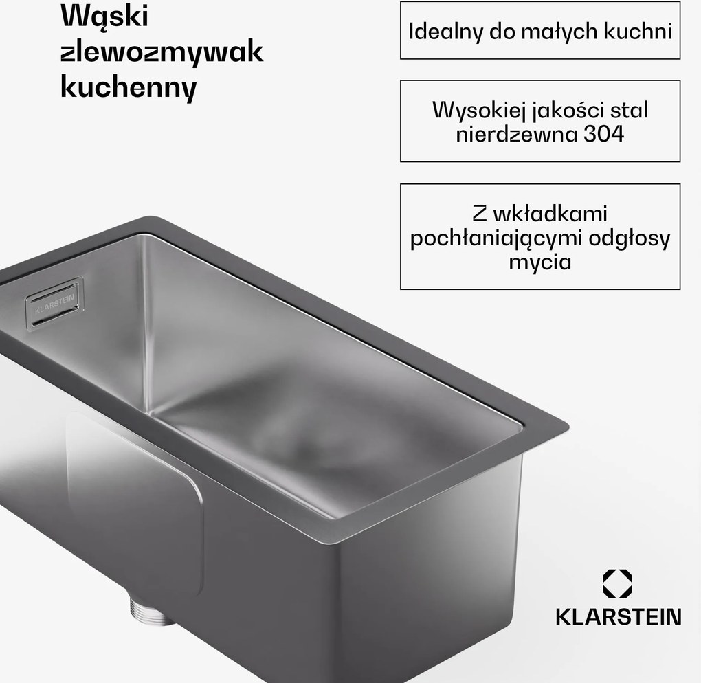 Klarstein TitanSteel zlewozmywak kuchenny o wymiarach 45 x 23 cm (dł. x szer.)