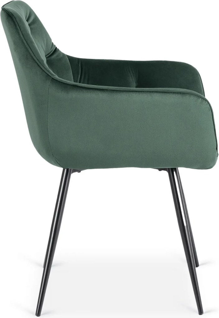 Krzesło Tapicerowane do Salonu MODESTO Zielone Welurowe Nowoczesne Loft
