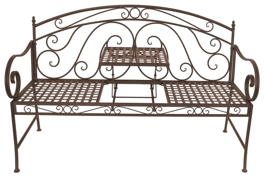 Brązowa metalowa ławka ogrodowa Saket – Garden Pleasure