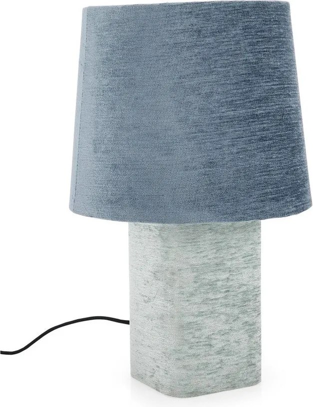 Niebieska metalowa lampa stołowa z tekstylnym kloszem (wysokość 50 cm) Demra – Bizzotto