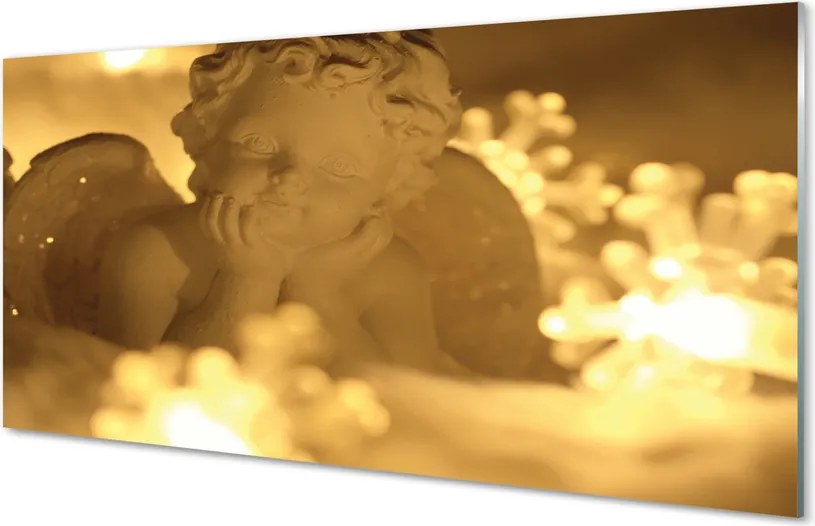 Panel szklany do Kuchni Śpiący Aniołek w Blasku Lampek
