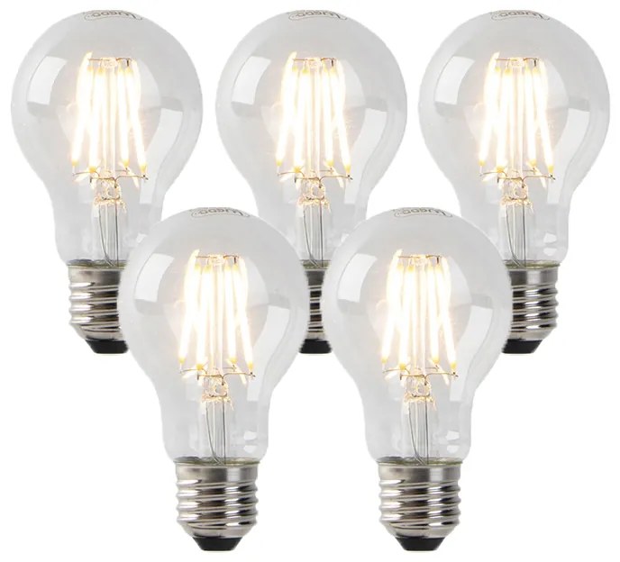 Zestaw 5 ściemnialnych żarówek LED E27 z przezroczystego szkła 4W 320lm 2200K