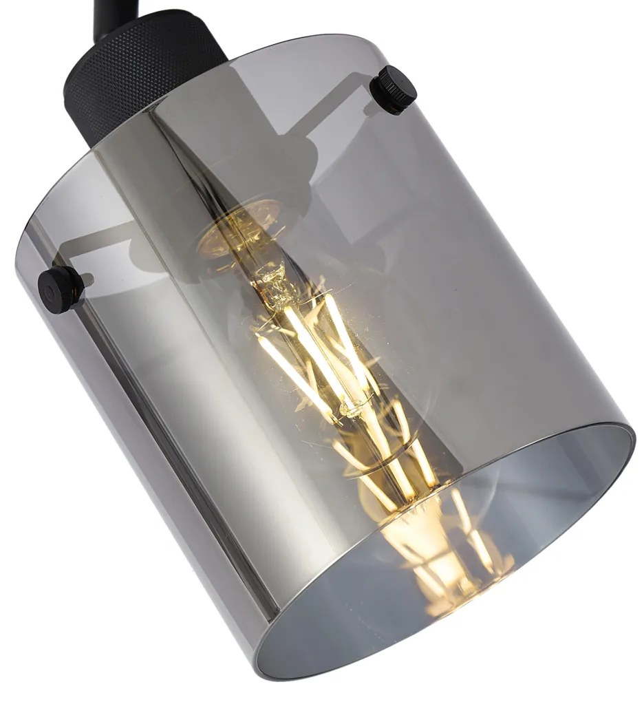 Designerski reflektor ścienny czarny z przydymionym szkłem - Domo