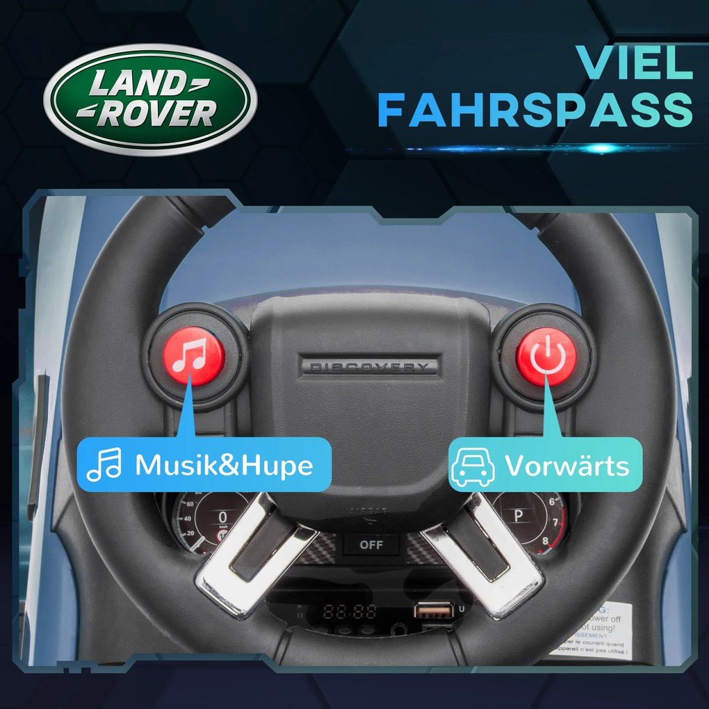 AIYAPLAY Elektryczny samochód dla dzieci 6V, Land Rover, tryb jazdy/pchania, reflektory, muzyka, Błękitny