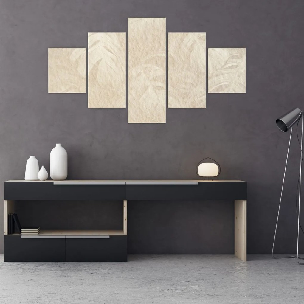 Obraz - Liście w teksturze (125x70 cm)