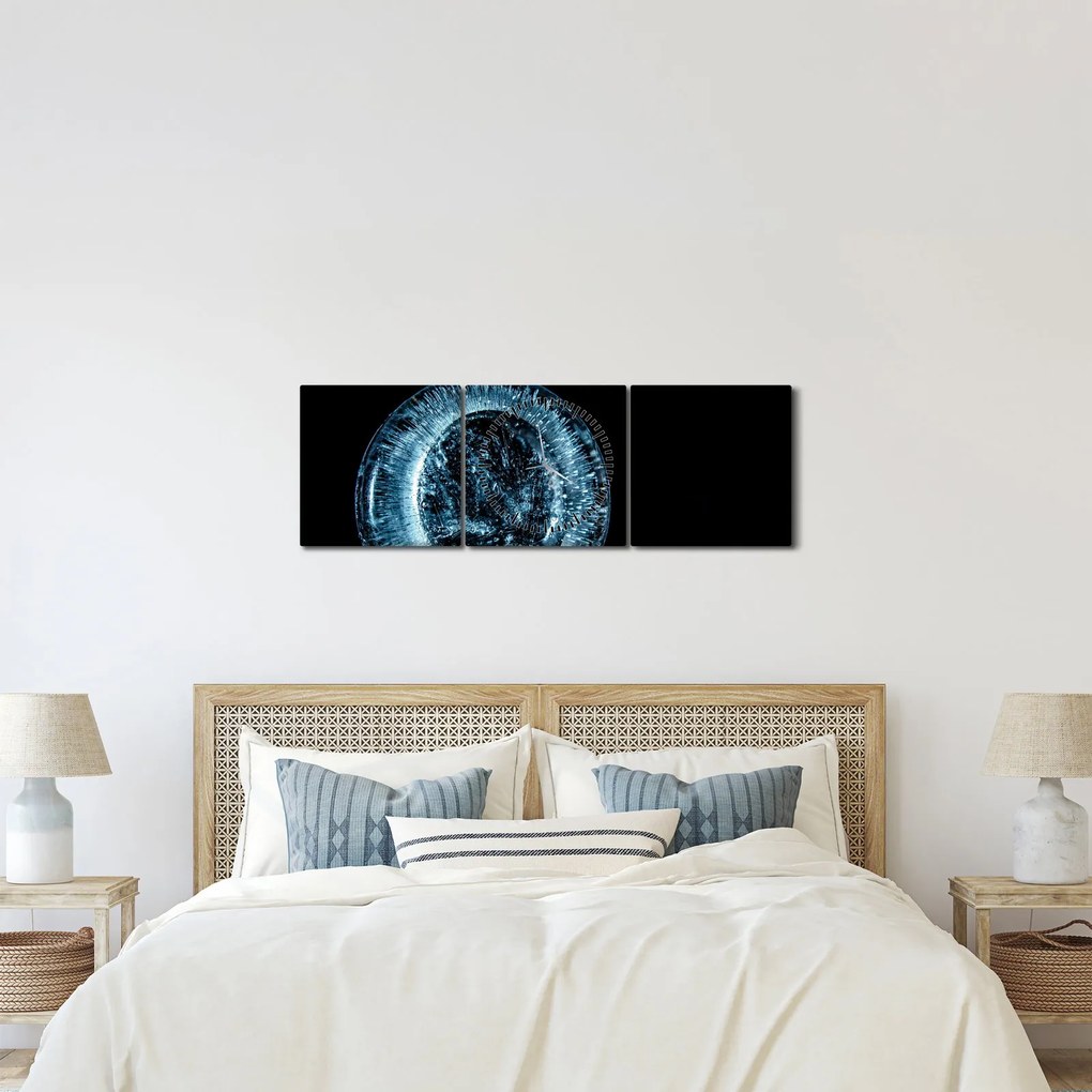 Obraz kropli lodu (z zegarem) (90x30 cm)