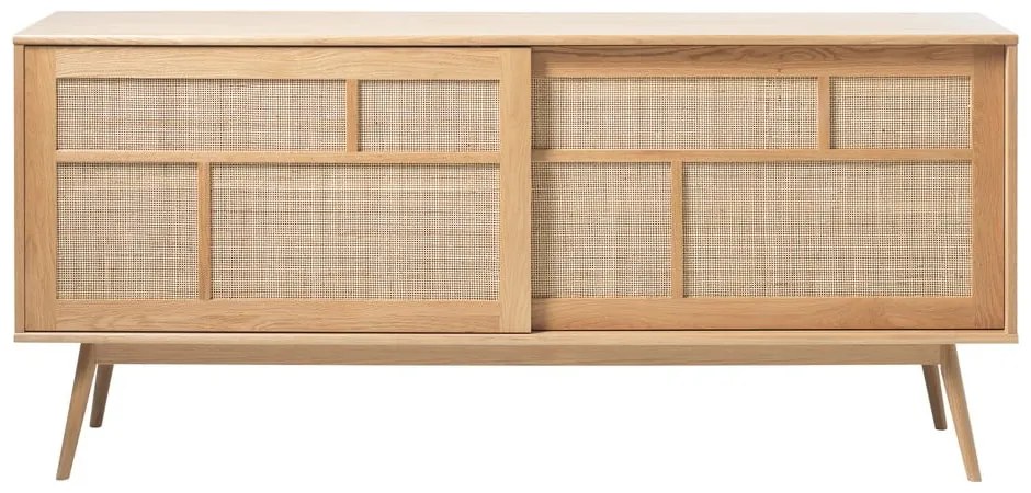 Niska komoda w dekorze dębu z drzwiami przesuwnymi w naturalnym kolorze 180x80 cm Barrali – Unique Furniture