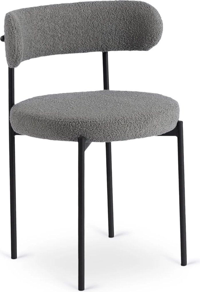 Krzesło Tapicerowane do Salonu TULSA Szare Boucle Nowoczesne