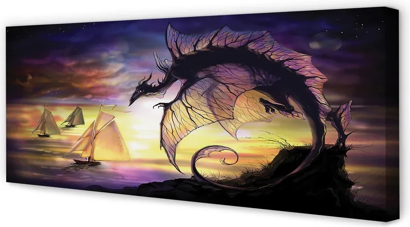 Zdjęcie na płótnie Smok, Morze i Statki