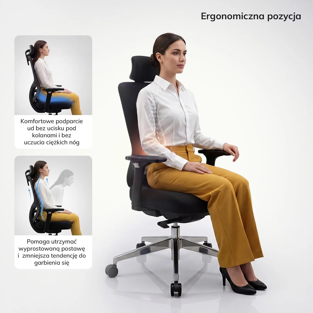 Fotel biurowy ergonomiczny czarny: AXIS