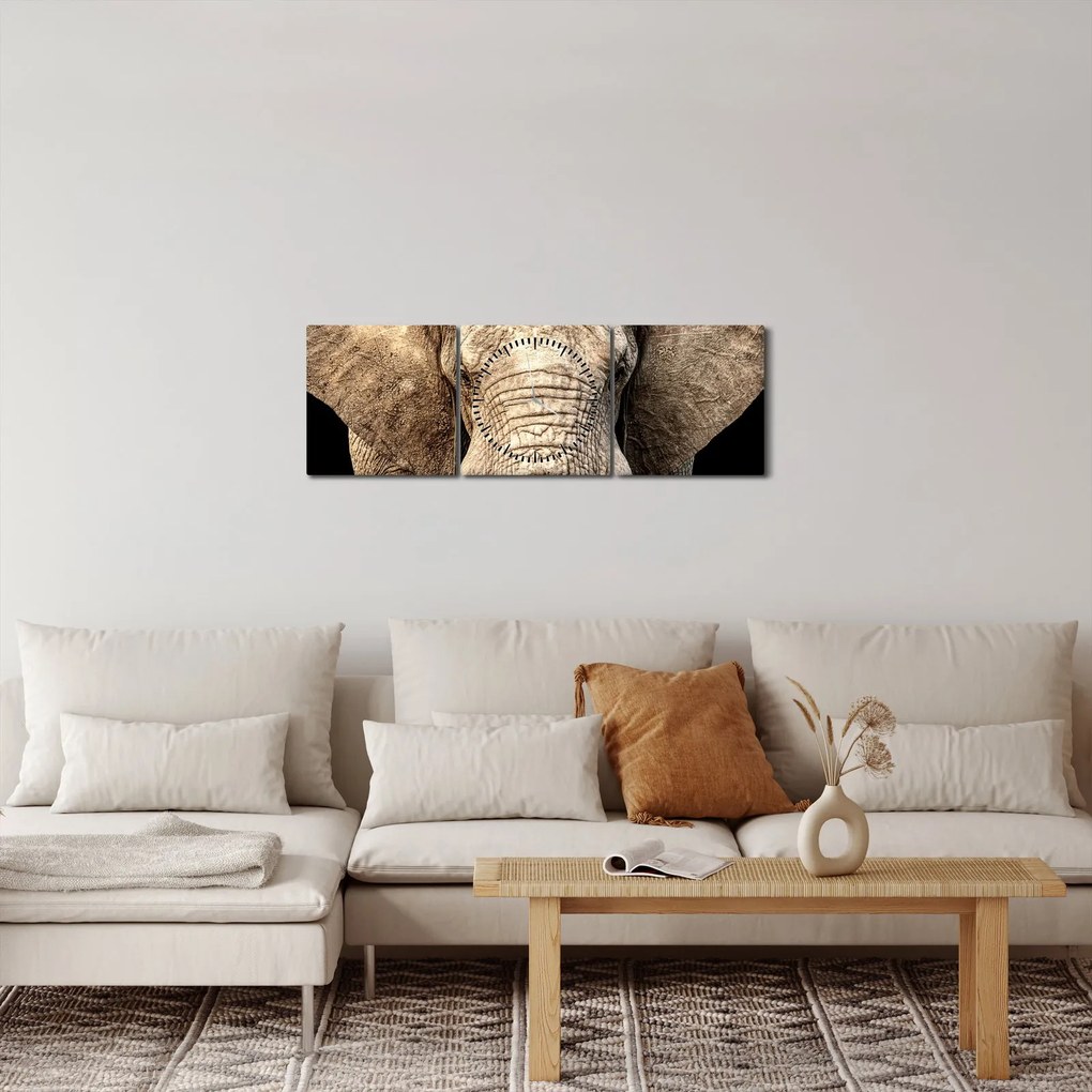 Obraz - Słoń afrykański (z zegarem) (90x30 cm)